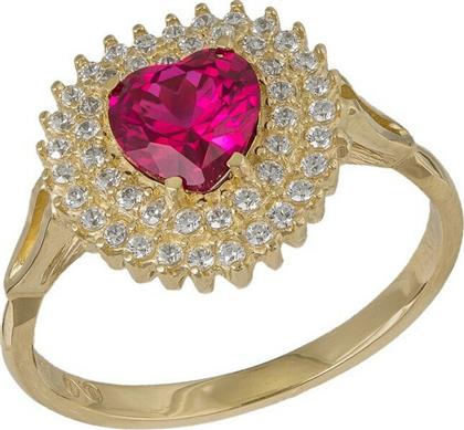 Χρυσό δαχτυλίδι με ροζέτα καρδιά 14 καρατίων 037395 037395 Χρυσός 14 Καράτια