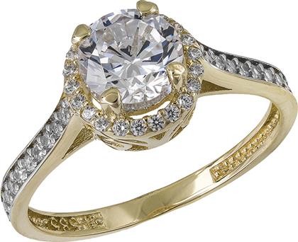 Χρυσό δαχτυλίδι ροζέτα Κ14 με ζιργκόν 032598 032598 Χρυσός 14 Καράτια