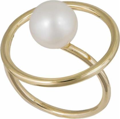 Χρυσό γυναικείο δαχτυλίδι Κ14 κύκλος με μαργαριτάρι 041046 041046 Χρυσός 14 Καράτια