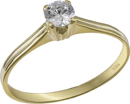 Χρυσό μονόπετρο δαχτυλίδι Κ14 με Swarovski 032104 032104 Χρυσός 14 Καράτια από το Kosmima24