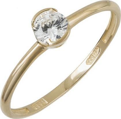 Χρυσό μονόπετρο δαχτυλίδι με λευκό ζιργκόν Κ14 037769 037769 Χρυσός 14 Καράτια από το Kosmima24