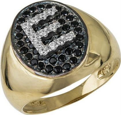 Χρυσό σεβαλιέ δαχτυλίδι μονόγραμμα Ε Κ14 040097 040097 Χρυσός 14 Καράτια