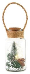 Χριστουγεννιάτικο Φωτιζόμενο LED XMAS Glass Jar Θερμό Λευκό Μπαταρίας IP20 8x8x16.5cm από το Designdrops