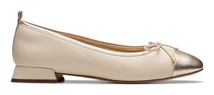 Clarks Court Δερμάτινες Γυναικείες Μπαλαρίνες σε Μπεζ Χρώμα