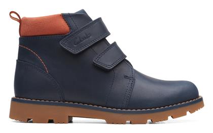 Clarks Δερμάτινα Παιδικά Αρβυλάκια με Σκρατς Μπλε