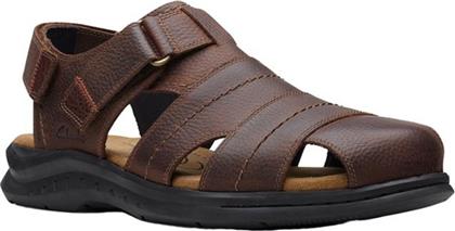 Clarks Hapsford Cove Δερμάτινα Ανδρικά Σανδάλια σε Καφέ Χρώμα από το Spartoo