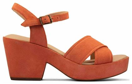 Clarks Maritsa 70Strap Δερμάτινα Ανατομικά Πέδιλα σε Πορτοκαλί Χρώμα