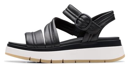 Clarks Strap Δερμάτινα Σανδάλια Μαύρα