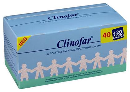 Clinofar Αμπούλες Φυσιολογικού Ορού για Όλη την Οικογένεια 5ml (40+20 Δώρο)