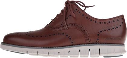 COLE HAAN - Ανδρικά παπούτσια oxford COLE HAAN ZEROGRAND WINGTIP γκρι καφέ από το Factory Outlet