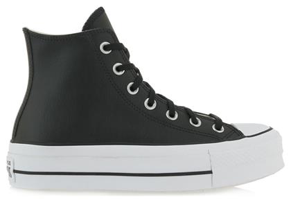 Converse Chuck Taylor All Star Lift Leather High Top Flatforms Sneakers Black / White