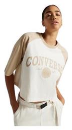 Converse Γυναικείο Αθλητικό Crop T-shirt Μπεζ