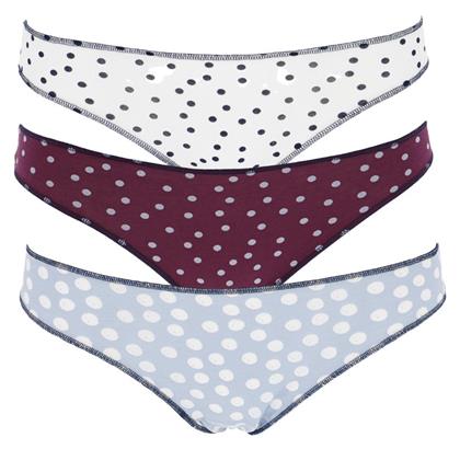 Cotonella Βαμβακερά Γυναικεία Slip 3Pack Blue/Bordeaux/White