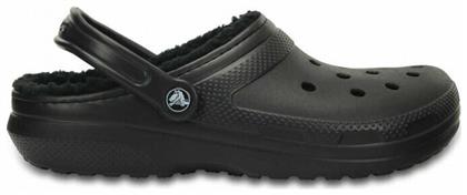 Crocs Classic Fuzz Lined Ανατομικά Σαμπό Μαύρα