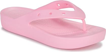 Crocs Classic Platform Flip Σαγιονάρες με Πλατφόρμα σε Ροζ Χρώμα από το Plus4u