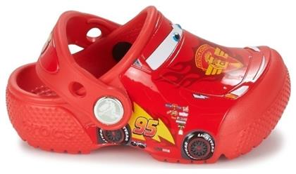 Crocs Παιδικά Ανατομικά Σαμπό Θαλάσσης FunLab Light Cars 3 Κόκκινα