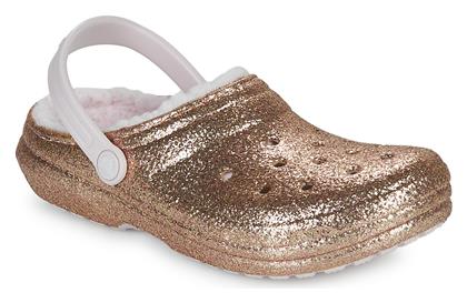 Crocs Παιδικές Παντόφλες Χρυσές Classic Glitter Lined