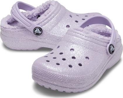 Crocs Παιδικές Παντόφλες Λιλά Classic Glitter Lined
