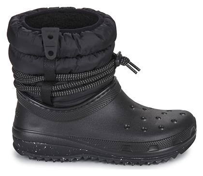 Crocs Puff Luxe Γυναικείες Μπότες Χιονιού με Γούνα Μαύρες