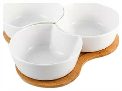 Cryspo Trio Lotos Ορντεβιέρα 3 Θέσεων με Βάση από Πορσελάνη Λευκή Ø21xY21cm Π21xΜ21xΥ21cm 3τμχ