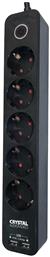 Crystal Audio Πολύπριζο Ασφαλείας 5 Θέσεων με USB και μήκος καλωδίου 1.5m