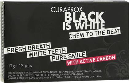 Curaprox Black is White Chew to the Beat Τσίχλα για Λεύκανση των Δοντιών με Ενεργό Άνθρακα & Γεύση Λεμόνι - Μέντα 12 Τεμάχια από το Pharm24