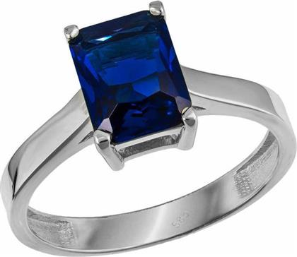 Δαχτυλίδι λευκόχρυσο Κ14 με μπλε ζιργκόν 033177 033177 Χρυσός 14 Καράτια από το Kosmima24