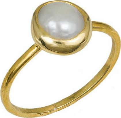 Δαχτυλίδι με μαργαριτάρι από επιχρυσωμένο ασήμι 925 037095 037095 Ασήμι από το Kosmima24