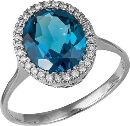 Δαχτυλίδι ροζέτα από λευκόχρυσο Κ18 London Blue Topaz 036113 036113 Χρυσός 18 Καράτια