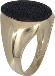 Δαχτυλίδι σεβαλιέ με μαύρες πέτρες Κ14 020943 020943 Χρυσός 14 Καράτια