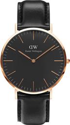 Daniel Wellington Ρολόι Sheffield με Δερμάτινο Λουράκι σε Μαύρο χρώμα από το Kiriakos Gofas