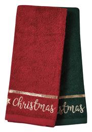 Das Home Christmas Collection Ποτηρόπανο από 100% Βαμβάκι σε Κόκκινο Χρώμα 40x60cm 2τμχ