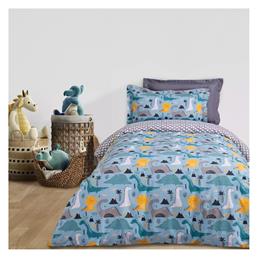 Das Home Σετ Σεντόνια Μονά από Βαμβάκι & Πολυεστέρα Blue, Grey 170x260cm 3τμχ