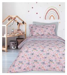 Das Home Σετ Σεντόνια Μονά Βαμβακερά Grey, Pink 170x260cm 3τμχ