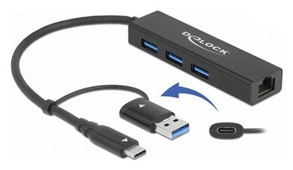 DeLock USB 3.2 Hub 3 Θυρών με σύνδεση USB-C / Ethernet από το Public