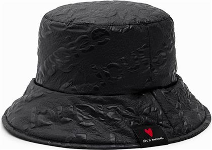 Desigual Γυναικείο Δερμάτινο Καπέλο Bucket Μαύρο