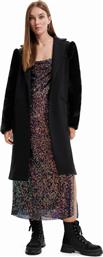 Desigual Μάλλινο Γυναικείο Μαύρο Παλτό με Γούνινες Λεπτομέρειες από το Modivo