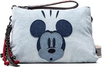 Desigual Patchwork Mickey Mouse Γυναικεία Τσάντα Χιαστί Μπλε
