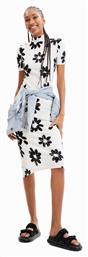 Desigual Vest York Midi All Day Φόρεμα Κοντομάνικο Λευκό