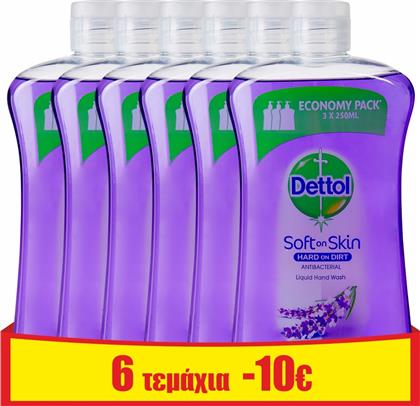 Dettol Lavender Soft On Skin Hard On Dirt Refill Liquid Soap 6 x 750ml