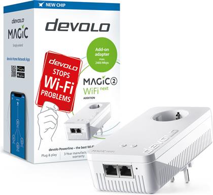 Devolo Magic 2 WiFi next Powerline για Ασύρματη Σύνδεση Wi‑Fi 5 με Passthrough Πρίζα και 2 Θύρες Gigabit Ethernet από το Public
