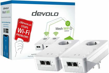 Devolo Mesh WiFi 2 Powerline Διπλού Kit για Ασύρματη Σύνδεση Wi‑Fi 5 με Passthrough Πρίζα και 2 Θύρες Gigabit Ethernet από το e-shop