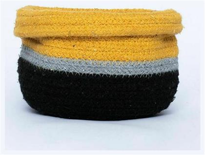 Διακοσμητικό Καλάθι Υφασμάτινο Hil Black/Yellow 12x12x15cm Palamaiki