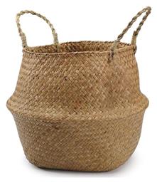 Διακοσμητικό Καλάθι Ψάθινο με Χερούλια Καφέ 28x28x35εκ. Next