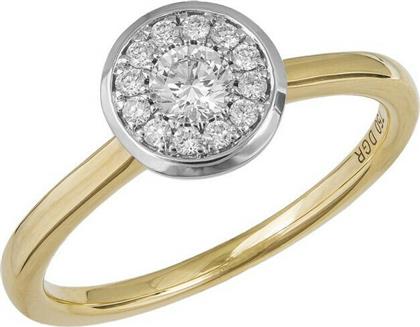 Δίχρωμο γυναικείο δαχτυλίδι με διαμάντια μπριγιάν Κ18 039981 039981 Χρυσός 18 Καράτια