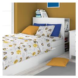 Dimcol Honey Bee 545 Σετ Σεντόνια Ημίδιπλα Βαμβακερά White / Yellow 160x240cm 3τμχ