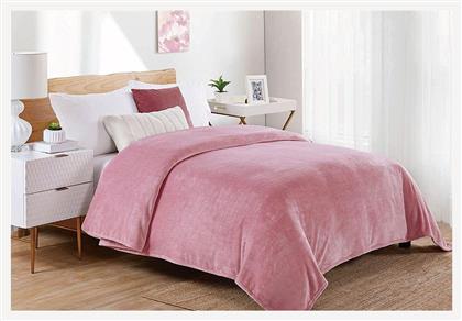 Dimcol Κουβέρτα Fleece Υπέρδιπλη 220x240εκ. Cashmere Pink