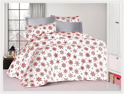 Dimcol Μονό 160x240εκ. Snowflake 462 White-Red