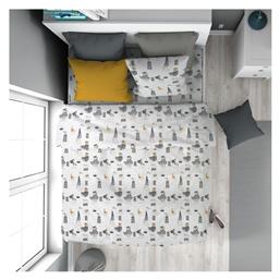 Dimcol Παιδική Παπλωματοθήκη Μονή Βαμβακερή White-grey 160x240εκ.