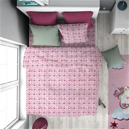 Dimcol Παιδική Παπλωματοθήκη Βαμβακερή Μονή Fox 525 Pink 160x240εκ.